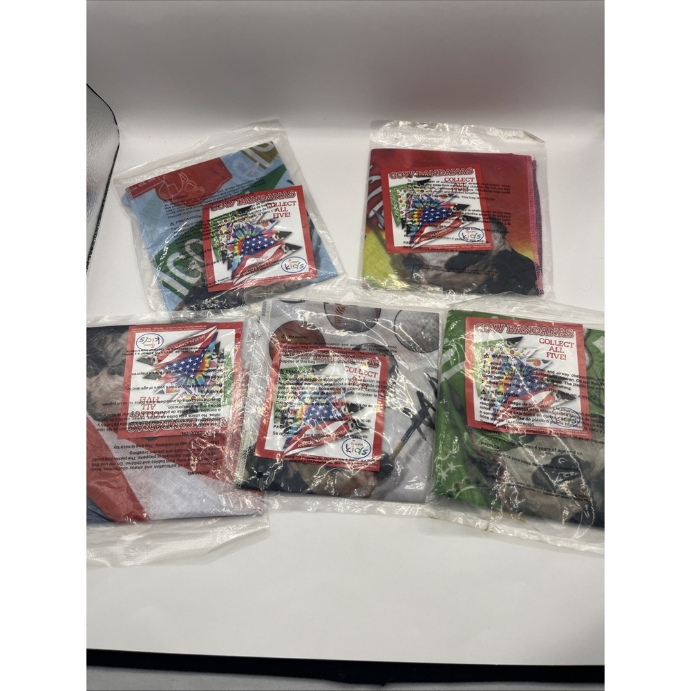 Chick-fil-A Cow Bandanas Promo Items COMPLETE Set of 5 New & Factory Sealed Toy